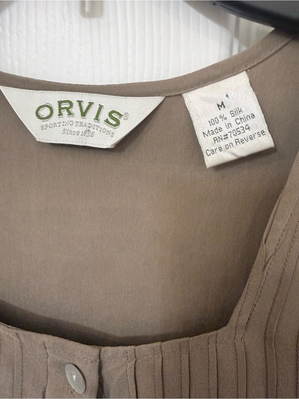 Orvis Taupe Short-Sleeve Button-Front A-Line Dress - Picture 3 of 5